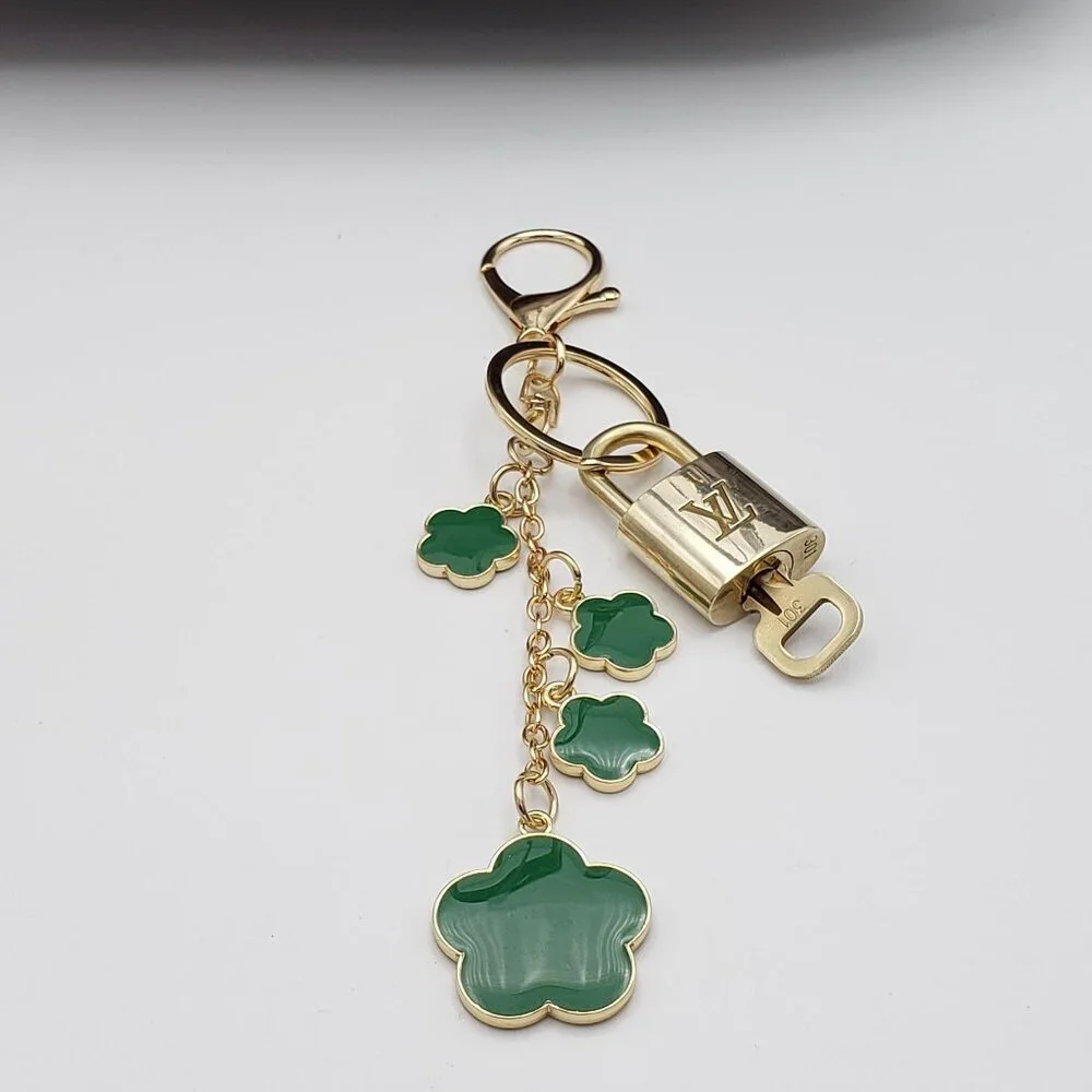 Authentic Louis Vuitton Lock & Key with Unbranded Flower Charm, Keychain
